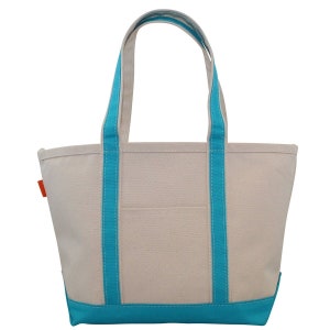 Turquoise Medium Classic Canvas Tote Bag - FREE Monogram & FREE Shipping!