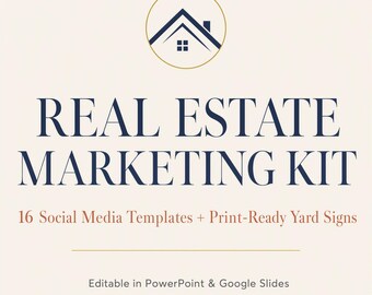 Real Estate Social Media Template Kit | 16 Editable Templates | PowerPoint & Google Slides | Just Sold, Open House, For Sale Sign