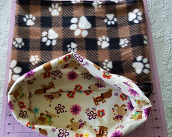 Brown with Paw prints/Pups and Flowers Pet Snuggle Tunnel
