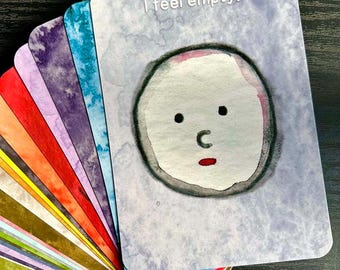Feelings Flashcards: Emotion Cards, SEL Tool, Self Regulation, SEL Cards, Mindfulness, Emoji, Therapy Resource, Teacher Resource
