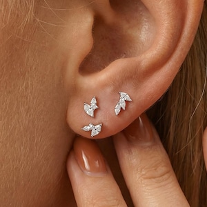 Dainty Ear Stack Earrings Set, Sterling Silver Studs, Everyday Jewelry, Valentine's Day Gift for Her, Bridesmaid Jewelry