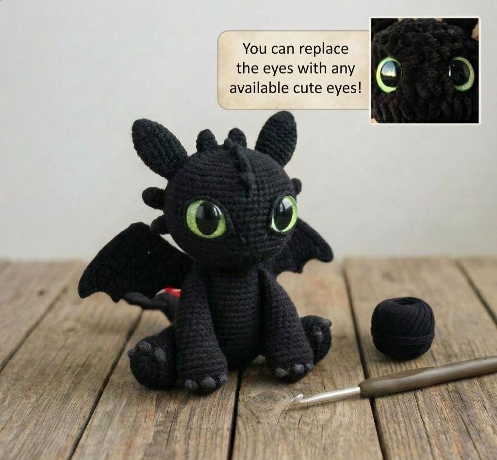 Toothless Toy User Guide.pdf Crochet Toothless Pattern, Amigurumi Dragon Toy PDF, Intermediate ...