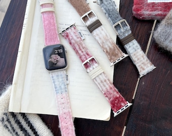 Cozy Fuzzy Plaid Apple Watch Band | Mohair Winter Strap for 40mm 41mm 42mm 44mm 45mm and Ultra