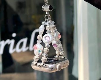 Coquette Pearl Heart Star Apple Watch Band – Y2K Fairycore Beaded Jewelry Replacement