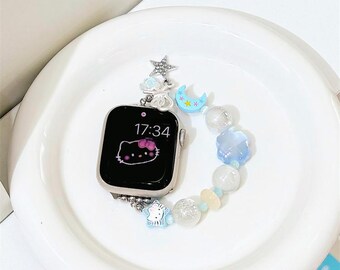 Pastel Dreamy Beaded Apple Watch Band, Kawaii Charm Accessory
