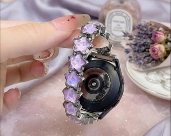 Iridescent Purple Star Y2K Fairycore Smartwatch Strap Samsung Galaxy Watch Band Aesthetic Kawaii Bracelet Unique Gift for Her