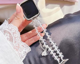 Crystal Beaded Shell Charm Apple Watch Band – Y2K Coquette Jewelry Strap
