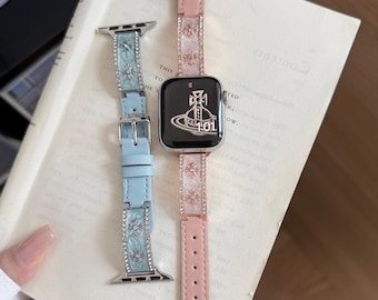 Y2K Goth Cross Leather Apple Watch Band | Bling Charm Strap for40mm  41mm 42mm 44mm 45mm and Ultra