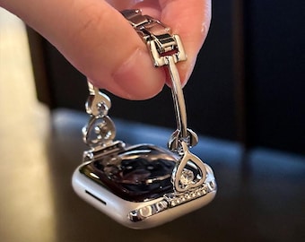 Coquette Silver Heart Chain Apple Watch Band Y2K Bling Strap Cute Jewelry Bracelet Gift for Her