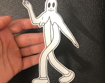 Pegatina de fantasma de manguera de goma vintage: personaje espeluznante de dibujos animados retro de los años 30