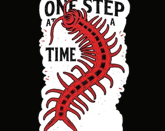 Red Centipede Sticker | Gothic Resilience Quote, Laptop Decal