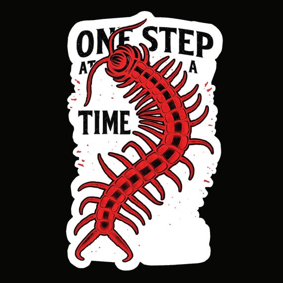 Red Centipede Sticker | Gothic Resilience Quote, Laptop Decal