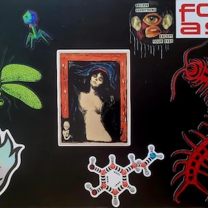 Red Centipede Sticker – Gothic Insect Art, Laptop Decal image 3