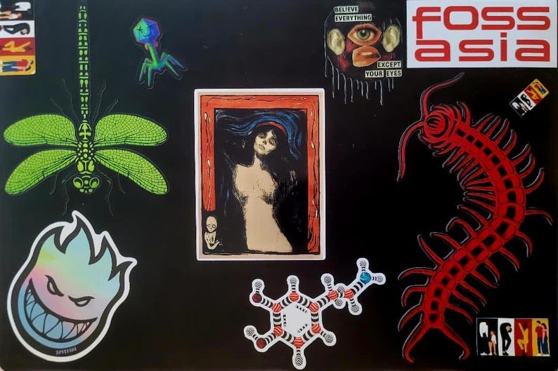 Red Centipede Sticker – Gothic Insect Art, Laptop Decal image 3