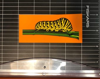 Yellow Caterpillar Sticker • Bold Insect Decal, Laptop & Water Bottle