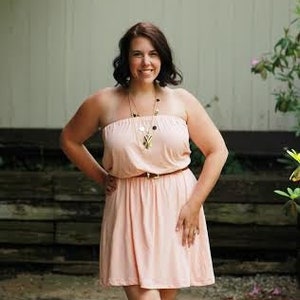 Womens summer sundress pdf sewing pattern, easy strapless sleeveless dress pattern for women, knit fabric