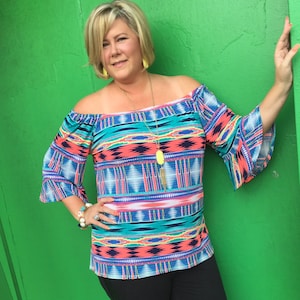 off the shoulder shirt sewing pattern, womens sewing pattern, sleeveless summer top pdf printable sewing pattern, bell sleeve pattern