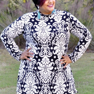 Turtleneck Dress Sewing Pattern for Women, Womens High Neck Long Sleeve