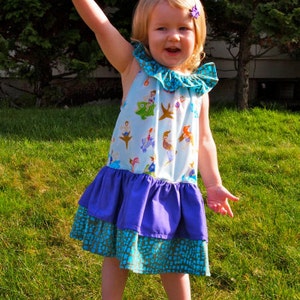 Girls ruffle dress sewing pattern, baby toddler girl ruffled dress pattern, Easter spring summer twirl skirt dress, printable pdf pattern