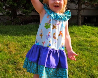 Girls ruffle dress sewing pattern, baby toddler girl ruffled dress pattern, Easter spring summer twirl skirt dress, printable pdf pattern