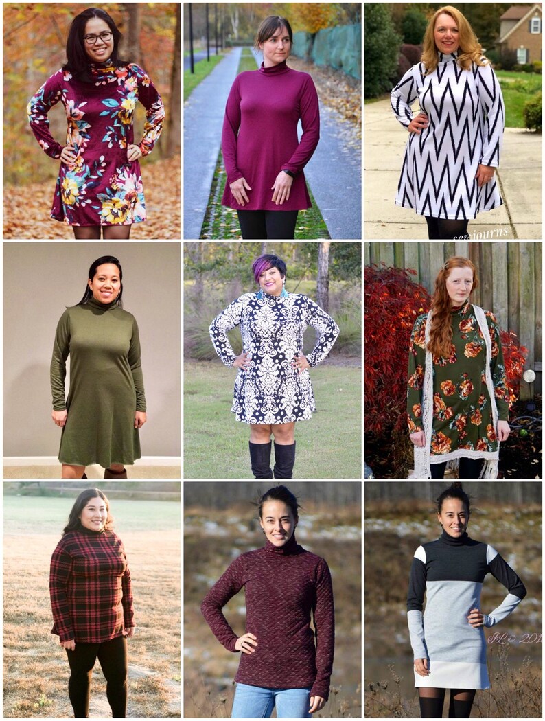 Turtleneck Dress Sewing Pattern for Women Womens High Neck | Etsy