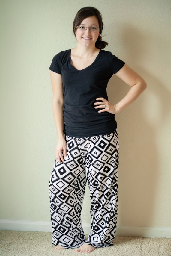 Wide Leg Lounge Pants With a Foldover Waistband, Pajama Pants