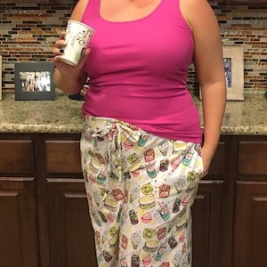 Schnittmuster für Damen Pyjamahosen; Pyjama-Hosen-Schnittmuster mit Taschen, XS-XXXL, US Letter Papier, druckbares Schnittmuster