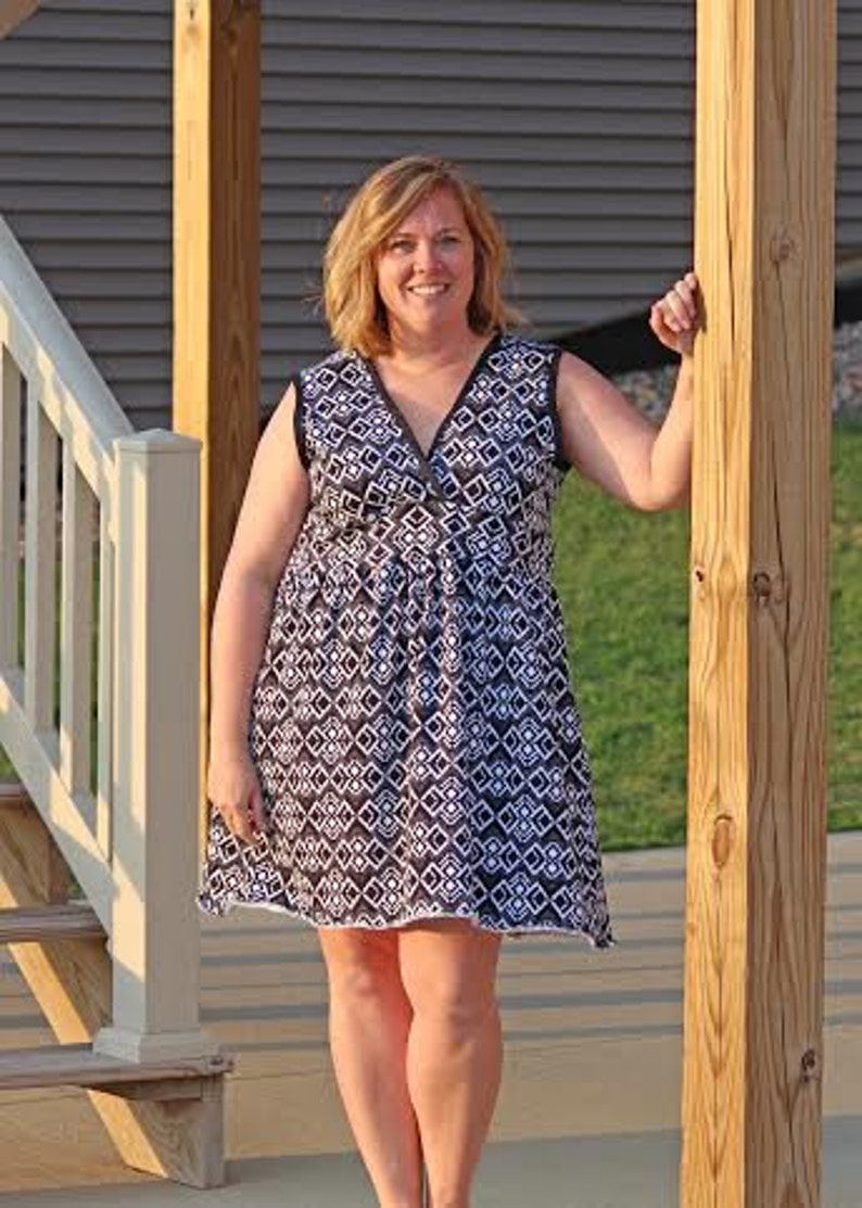 Wrap dress sewing pattern for women, wrap top pdf pattern, spring summer dress pattern, beach dress coverup image 2