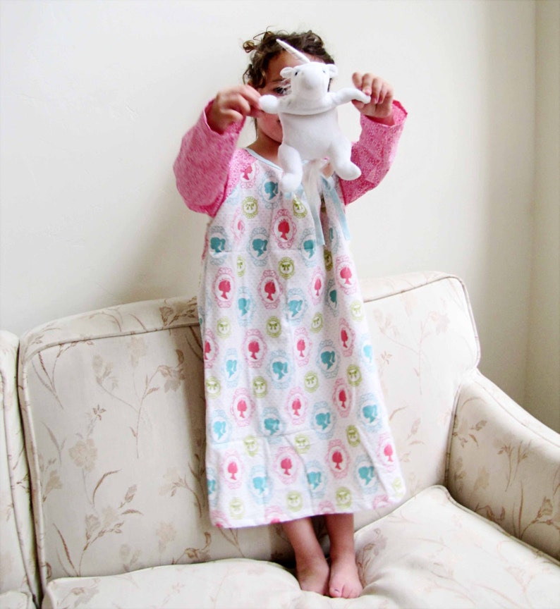 Girls Long Sleeve Nightgown Easy PDF Sewing Pattern Instant Etsy