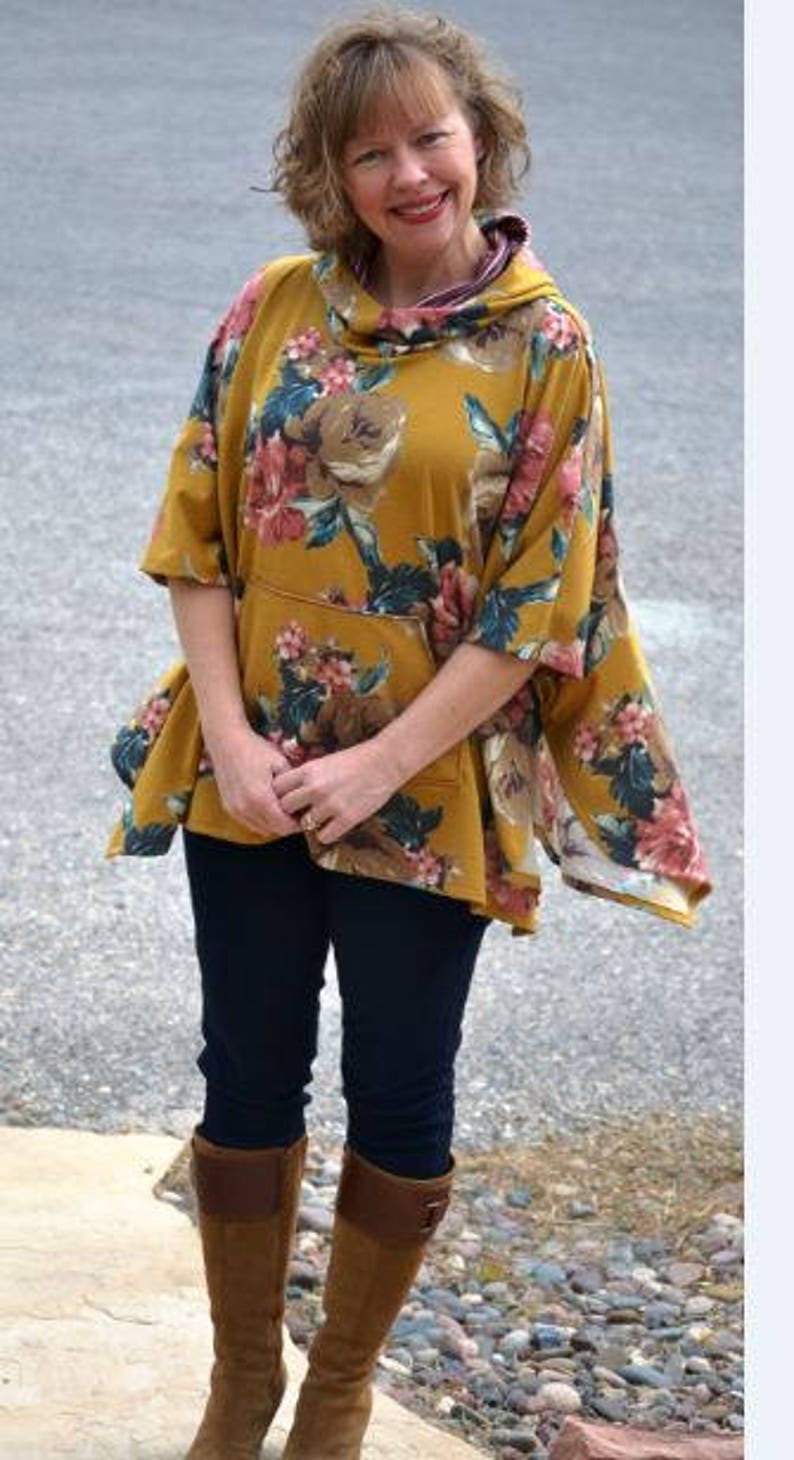 Womens Poncho Sewing Pattern with Hood Cowl Neck Poncho with Etsy