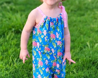 Bubble Pants Romper pdf Schnittmuster, Baby Mädchen Kleinkind Kissenbezug Strampler, einfach boho ärmellos Strampler 6m-6 Jahre, Seamingly Smitten