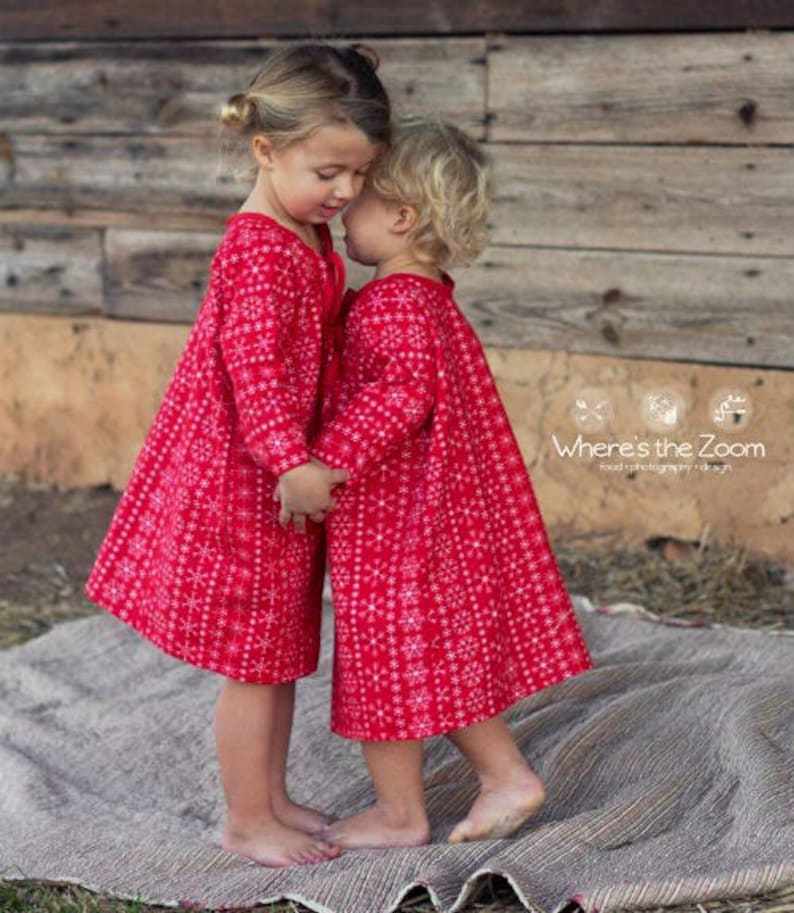 Girls Long Sleeve Nightgown Easy PDF Sewing Pattern Instant Etsy