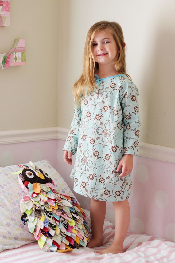Girls Long Sleeve Nightgown Easy PDF Sewing Pattern Instant - Etsy