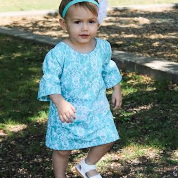 Girls dress pdf sewing pattern, aline dress pattern girls long sleeve dress pattern, short sleeve summer dress pattern long sleeve pattern