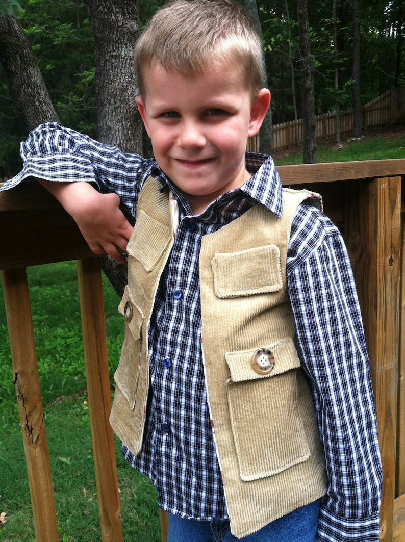 Boy's Vest Sewing Pattern With Zipper Cargo Pocket Vest Etsy