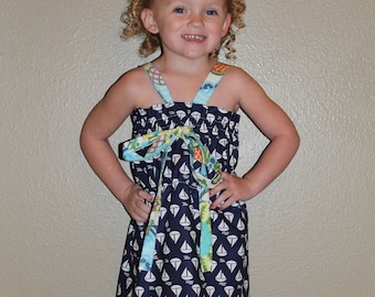 Dress sewing pattern for girls, baby toddler girls dress pattern, ruffle sundress with bow, printable easy beginner sewing pattern