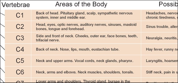 Vertebrae Chart Symptoms