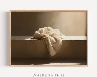He Is Risen - Minimal Christian Wall Art, The Folded Linen Painting, Modern Empty Tomb Art, Easter Resurrection of Jesus, Digital Download