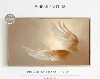 Lijst tv-kunst - He Shall Cover You With His Feathers - Psalm 91:4, moderne christelijke smart-tv-kunst, Faith Home Decor, My Refuge and Fortress