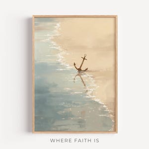 Anchor of the Soul - Hebrews 6:19 Print, Modern Christian Wall Art, Digital Download, Steadfast Hope Bible Wall Art, Symbolic Worship Decor,