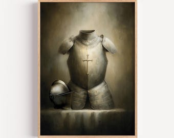 Armor of God Christian Wall Art – Ephesians 6, Modern Christian Oil Painting, Spiritual Warfare Decor, Biblical Wall Art, Digital Download,