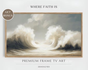 Frame TV Art - Parted Waters – Exodus 14, Modern Christian Wall Art, Faith Makes a Way Artwork, Biblical Decor, God Parting the Red Sea