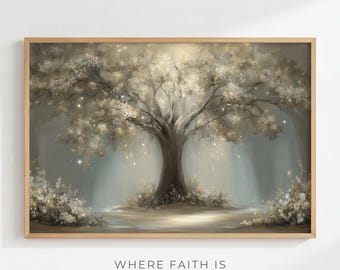 Tree of Life Wall Art, Christian Wall Decor, Elegant Botanical Wall Art, Garden Of Eden Painting, Spiritual Nature Artwork, Digital Download