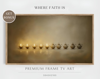 Frame TV Art - The Ten Virgins - Stay Ready, Minimal Modern Christian Wall Art, Symbolic Bible Art, 10 Lamps 5 Wise 5 Foolish,