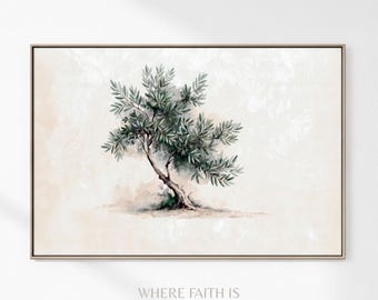 Olive Tree of Peace Minimal Art, Christian Modern Art, Olive Branch, Neutral Wall Art, Green Olive Tree, Watercolor Painting, Printable