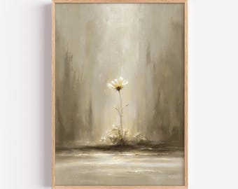 Beauty for Ashes Wall Art, Isaiah 61:3 Scripture Print, Christian Wall Decor, Neutral Floral Oil Painting, Minimal Bible Art, Printable