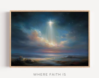 The Star of Bethlehem - Modern Christian Wall Art, Modern Bible Art, Digital Download, Bible Print, Minimal Nativity Art, Christmas Art
