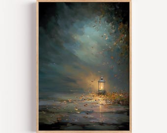 Your Word Is a Lamp to My Feet Psalm 119:105 – Modern Christian Lantern Art, Guided by His Light, Digital Download, Oil Painting