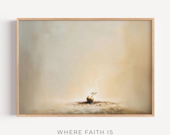Faith Like A Mustard Seed – Matthew 17:20 Modern Christian Symbolic Art, Nothing Will Be Impossible, Minimal Wall Decor, Digital download