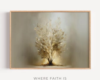 Holy Ground — The Burning Bush, Modern Christian Wall Art, Neutral Symbolic Scripture Decor, Moses Exodus 3:5 Artwork, Spiritual Art Print,